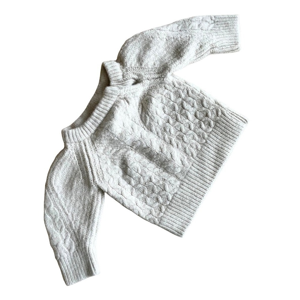 BR Baby Merino Wool Cashmere Cable Knit Sweater Oatmeal Girl Boy Unisex